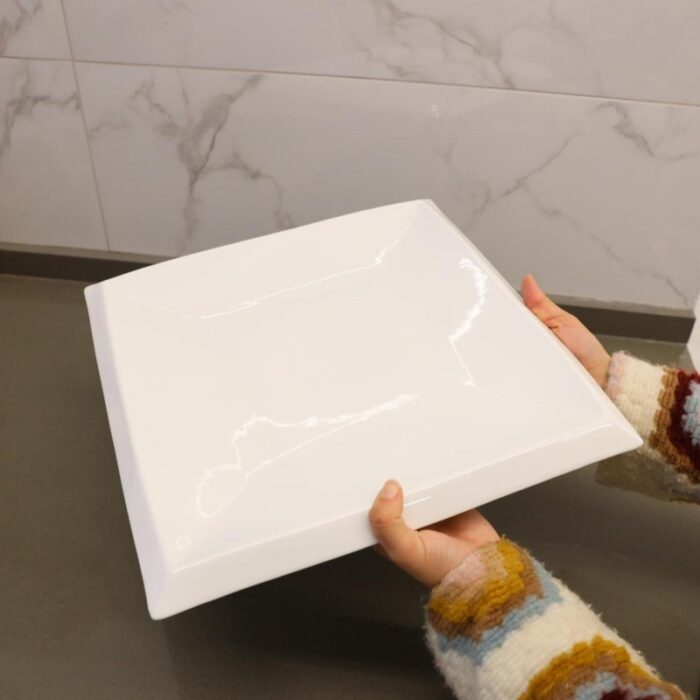 ⁦جاط بوسلان بتصميم مربع الشكل حجم 35×35 سم لون ابيض⁩ - الصورة ⁦3⁩