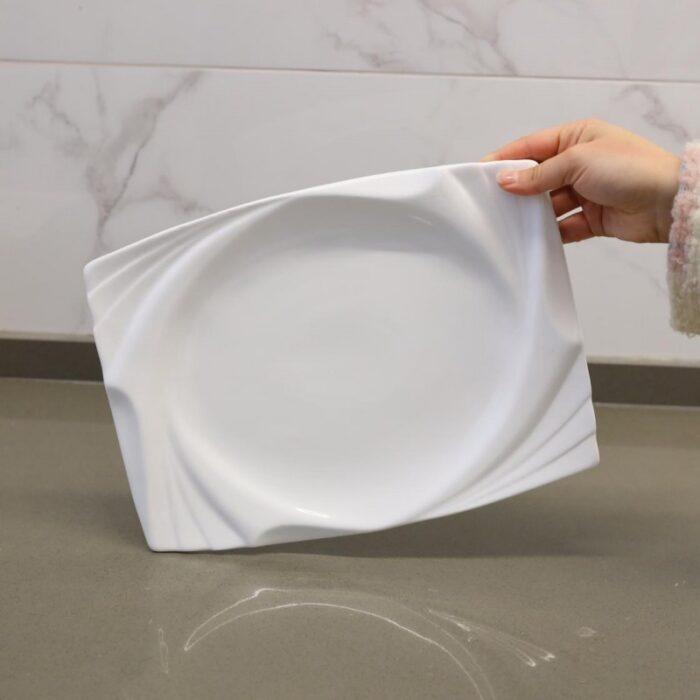 ⁦جاط بوسلان بتصميم شبه مستطيل حجم 30×22 سم لون ابيض⁩ - الصورة ⁦3⁩