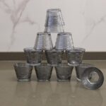 طقم فنجان قهوة سادة زجاج موشح رمادي 12 قطعة