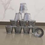 ⁦طقم فنجان قهوة سادة زجاج موشح رمادي 12 قطعة⁩ - الصورة ⁦2⁩