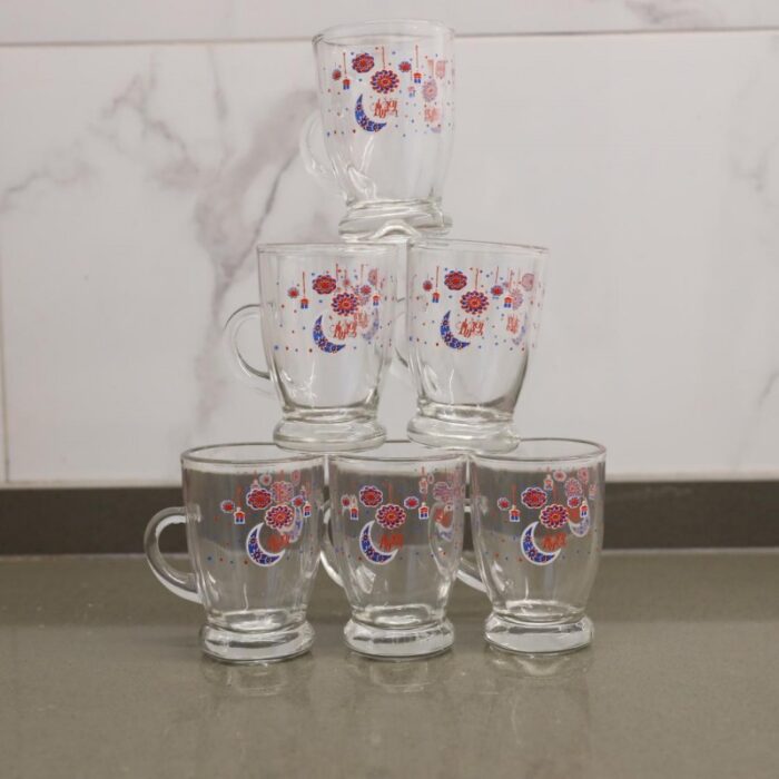 103378339_67de12fa3004e طقم كاسات شاي زجاج بتصميم رمضاناني 6 قطع سعة 125 مل - الصورة 1