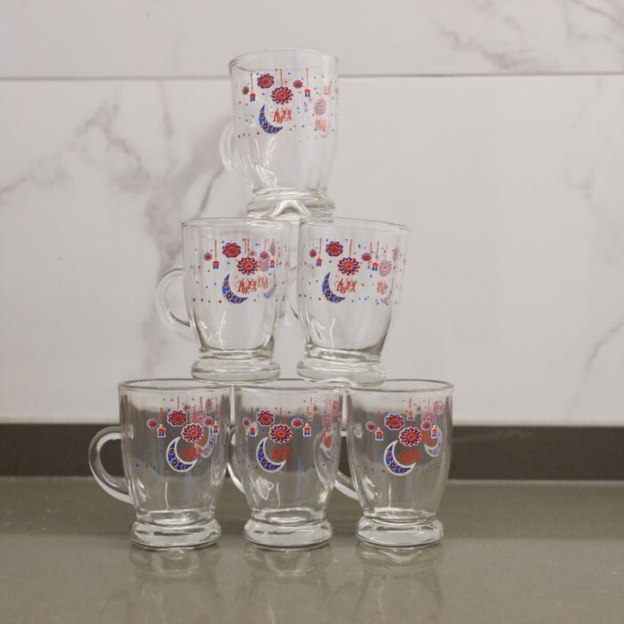 ⁦طقم كاسات شاي زجاج بتصميم رمضاناني 6 قطع سعة 125 مل⁩ - الصورة ⁦2⁩