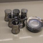 ⁦طقم كاسات زجاج شاي مع صحون 6 قطع لون سكني⁩ - الصورة ⁦4⁩