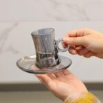 ⁦طقم كاسات زجاج شاي مع صحون 6 قطع لون سكني⁩ - الصورة ⁦6⁩