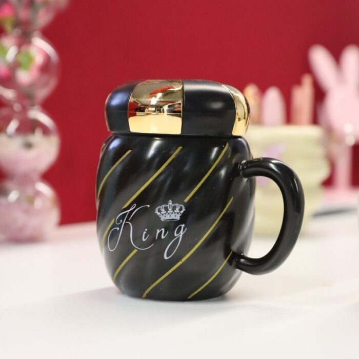 ⁦طقم فناجين مع غطاء عدد 2 لون أسود و أبيض⁩ - الصورة ⁦5⁩