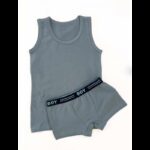 طقم داخلي ولادي قطعتين شباح وبوكسر للأطفال لون أخضر فاتح