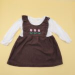 فستان للأطفال لون بني وأبيض