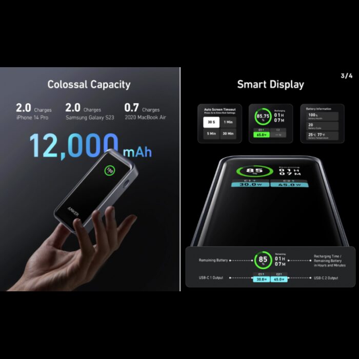 ⁦Anker Prime 12000mAh Power Bank (130W)⁩ - الصورة ⁦3⁩