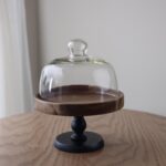 ⁦مضيفة خشب مع ستاند وغطاء زجاجي قطر داخلي 19 خارجي 20 طول 13 سم⁩ - الصورة ⁦3⁩