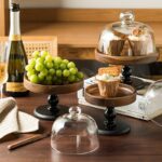 ⁦مضيفة خشب مع ستاند وغطاء زجاجي قطر داخلي 19 خارجي 20 طول 13 سم⁩ - الصورة ⁦5⁩