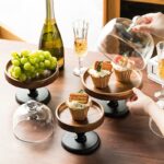 ⁦مضيفة خشب مع ستاند وغطاء زجاجي قطر داخلي 19 خارجي 20 طول 13 سم⁩ - الصورة ⁦6⁩