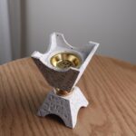 مبخرة ابيض مبرقع بني طول 16 ومربع بالاعلى طول وعرض 9