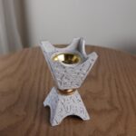 ⁦مبخرة ابيض مبرقع بني طول 16 ومربع بالاعلى طول وعرض 9⁩ - الصورة ⁦3⁩