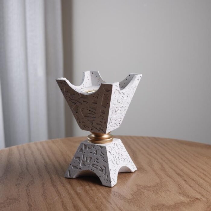 ⁦مبخرة ابيض مبرقع بني طول 16 ومربع بالاعلى طول وعرض 9⁩ - الصورة ⁦4⁩