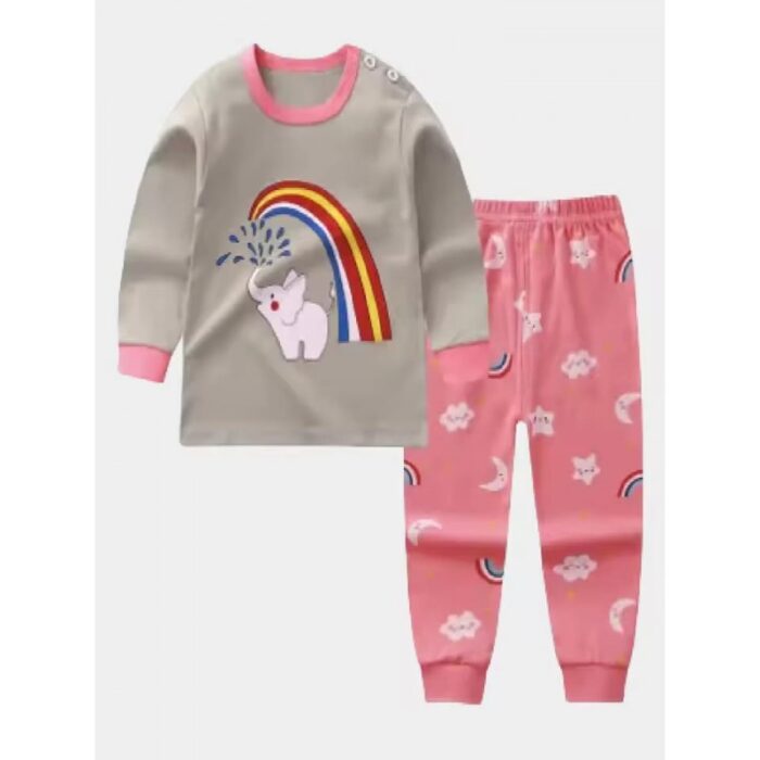 ⁦بيجامة بناتي ربيعي لون زهري و سكني⁩ - الصورة ⁦3⁩