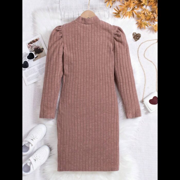 ⁦فستان بأكمام طويلة بناتي لون نود⁩ - الصورة ⁦2⁩