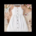 فستان بلا أكمام بناتي لون ابيض