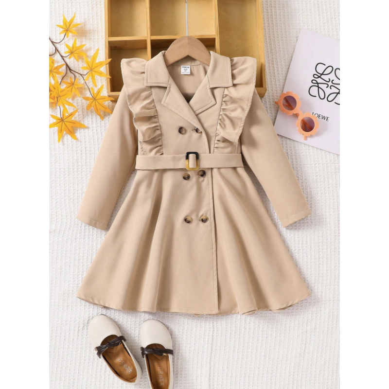 ⁦جاكيت طويل بناتي لون بيج⁩ - الصورة ⁦1⁩