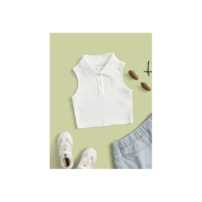 ⁦توب حفر بناتي للأطفال لون ابيض⁩ - الصورة ⁦1⁩