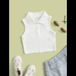 ⁦توب حفر بناتي للأطفال لون ابيض⁩ - الصورة ⁦2⁩