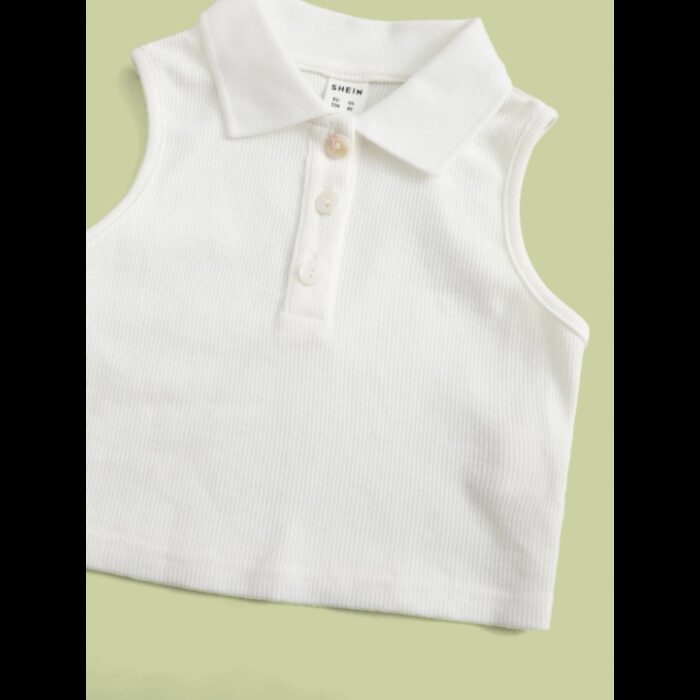 ⁦توب حفر بناتي للأطفال لون ابيض⁩ - الصورة ⁦4⁩