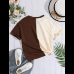 ⁦تيشيرت نص كم بتصميم لوس انجلوس للأطفال لون أبيض وبني⁩ - الصورة ⁦2⁩