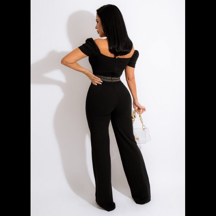 ⁦طقم تيشيرت وبنطلون نسائي لون اسود⁩ - الصورة ⁦5⁩