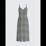 ⁦فستان بلا أكمام للنساء مخطط أسود وأبيض⁩ - الصورة ⁦6⁩