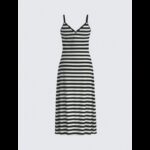 ⁦فستان بلا أكمام للنساء مخطط أسود وأبيض⁩ - الصورة ⁦7⁩