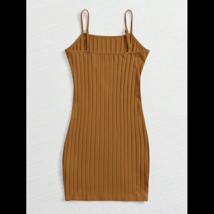 ⁦فستان قصير نسائي لون بني⁩ - الصورة ⁦2⁩