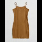 ⁦فستان قصير نسائي لون بني⁩ - الصورة ⁦3⁩