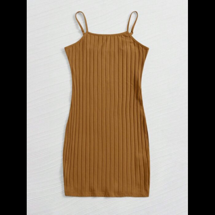 ⁦فستان قصير نسائي لون بني⁩ - الصورة ⁦3⁩