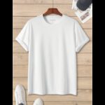 تيشيرت بباقة رقبة دائرية للرجال لون ابيض