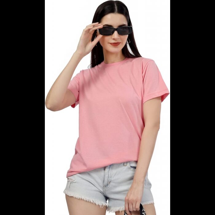 103378634_67de158cd9b7f تيشيرت بأكمام قصيرة للنساء لون زهري - الصورة 1