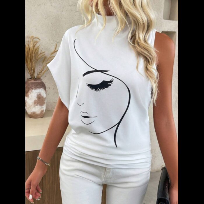 ⁦تيشيرت نسائي مطبوع للنساء لون ابيض⁩ - الصورة ⁦3⁩