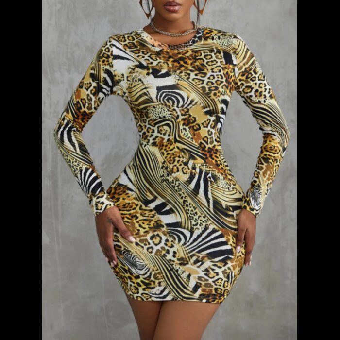 ⁦فستان قصير جلد النمر نسائي⁩ - الصورة ⁦4⁩