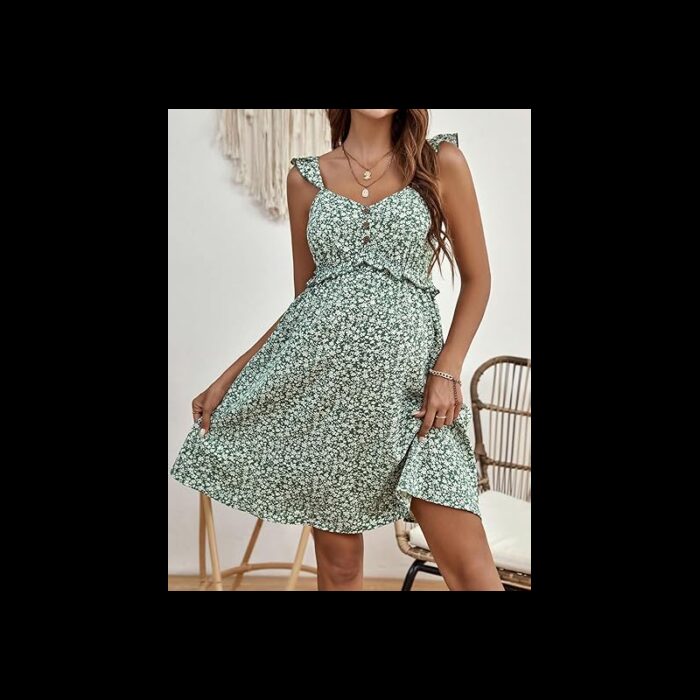 ⁦فستان حوامل بيتي للنساء لون اخضر⁩ - الصورة ⁦4⁩