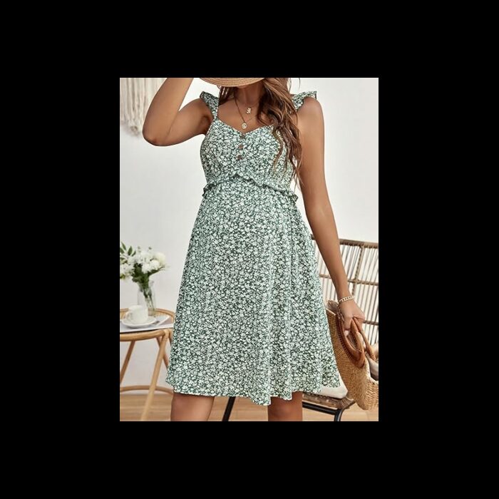 ⁦فستان حوامل بيتي للنساء لون اخضر⁩ - الصورة ⁦5⁩