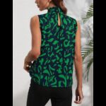 ⁦تيشيرت توب نسائي بلون أخضر وكحلي⁩ - الصورة ⁦2⁩