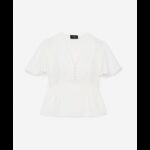 بلوزة نص كم للنساء لون ابيض