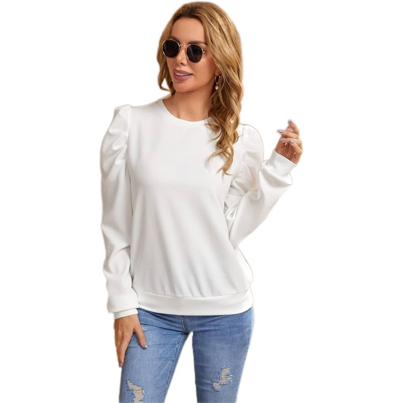⁦بلوزة بأكمام طويلة للنساء لون ابيض⁩ - الصورة ⁦1⁩