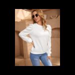 ⁦بلوزة بأكمام طويلة للنساء لون ابيض⁩ - الصورة ⁦2⁩