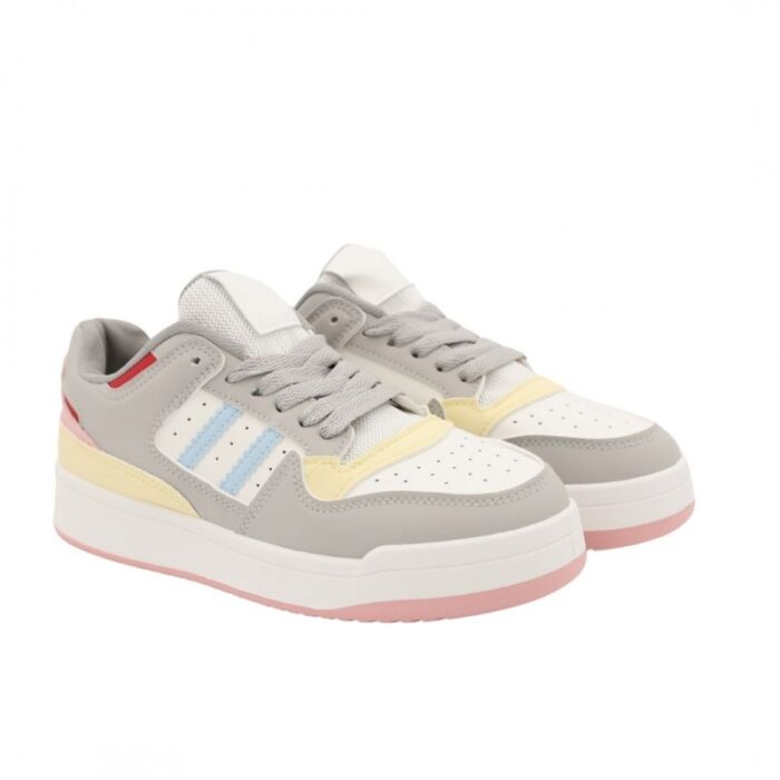 ⁦حذاء رياضي للنساء لون رمادي و أصفر و أبيض⁩ - الصورة ⁦2⁩