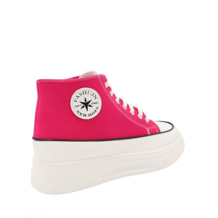 ⁦حذاء كاجوال برباط مع كعب للنساء لون فوشي⁩ - الصورة ⁦4⁩