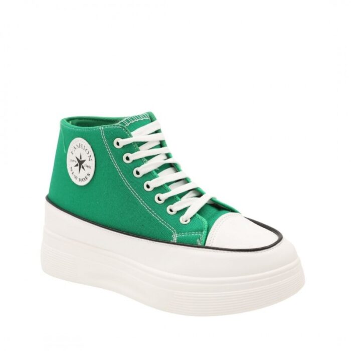 ⁦حذاء كاجوال برباط مع كعب للنساء لون أخضر⁩ - الصورة ⁦2⁩