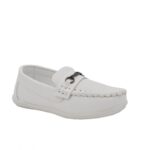 ⁦حذاء كاجوال جلد للأطفال لون أبيض⁩ - الصورة ⁦2⁩