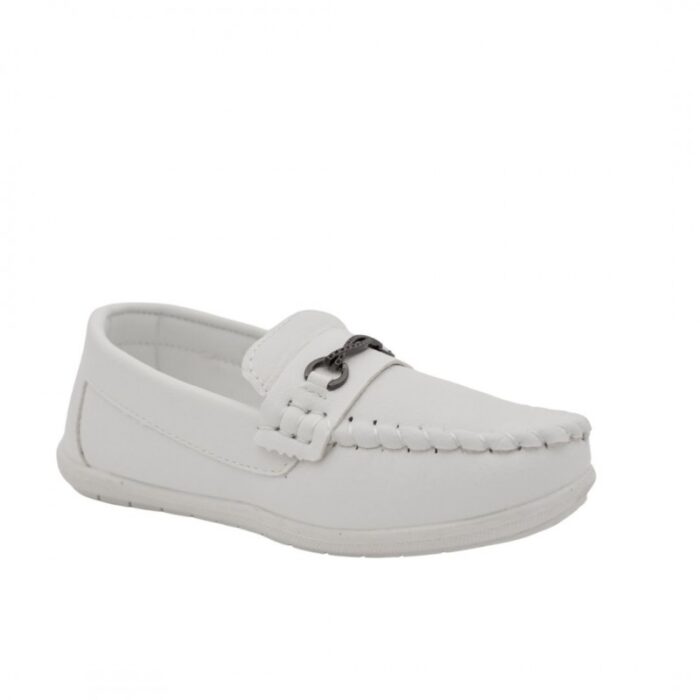 ⁦حذاء كاجوال جلد للأطفال لون أبيض⁩ - الصورة ⁦2⁩