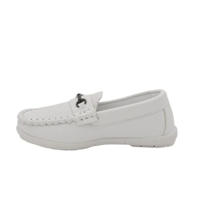 ⁦حذاء كاجوال جلد للأطفال لون أبيض⁩ - الصورة ⁦4⁩