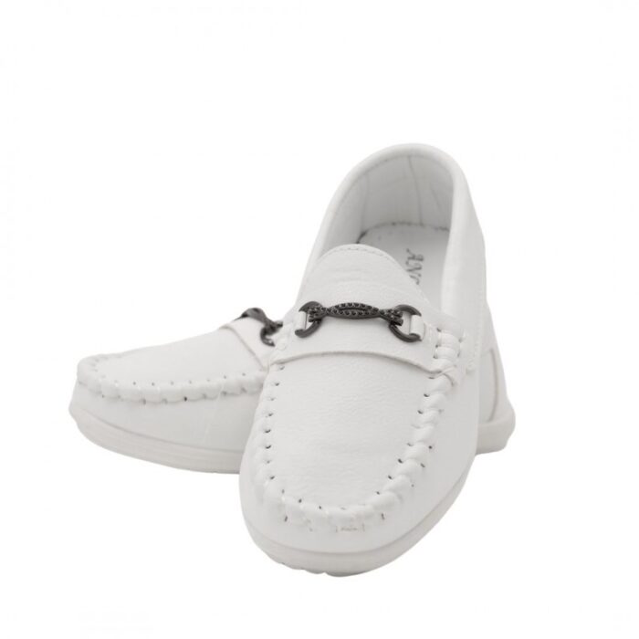 ⁦حذاء كاجوال جلد للأطفال لون أبيض⁩ - الصورة ⁦6⁩