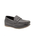 ⁦حذاء كاجوال جلد للأطفال لون أسود⁩ - الصورة ⁦2⁩